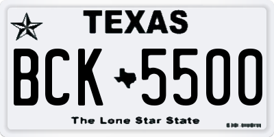 TX license plate BCK5500