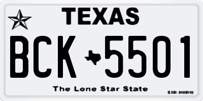 TX license plate BCK5501