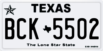 TX license plate BCK5502