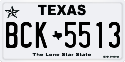TX license plate BCK5513
