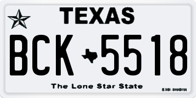 TX license plate BCK5518