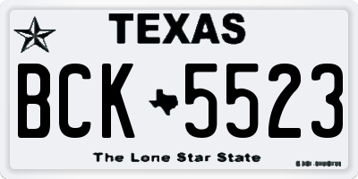 TX license plate BCK5523