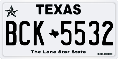 TX license plate BCK5532