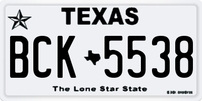 TX license plate BCK5538