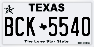 TX license plate BCK5540