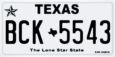 TX license plate BCK5543