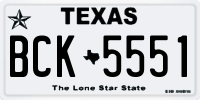TX license plate BCK5551