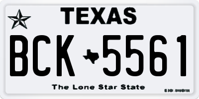 TX license plate BCK5561