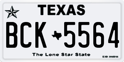 TX license plate BCK5564