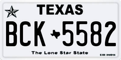 TX license plate BCK5582