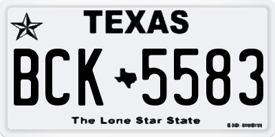 TX license plate BCK5583