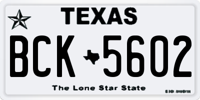 TX license plate BCK5602