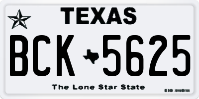 TX license plate BCK5625
