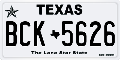 TX license plate BCK5626