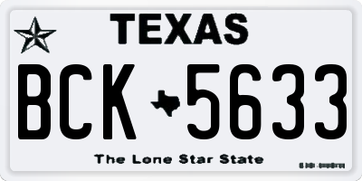 TX license plate BCK5633
