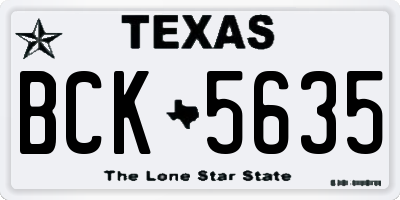 TX license plate BCK5635
