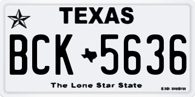 TX license plate BCK5636