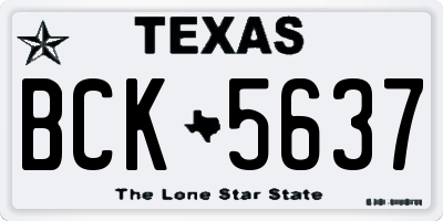 TX license plate BCK5637