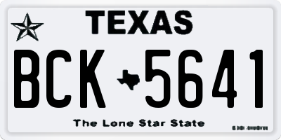 TX license plate BCK5641