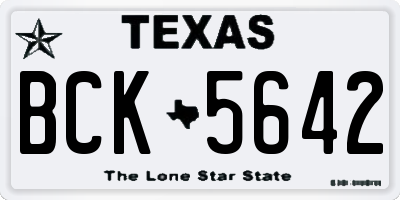 TX license plate BCK5642