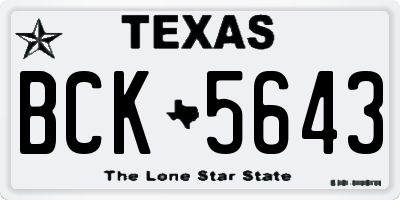 TX license plate BCK5643