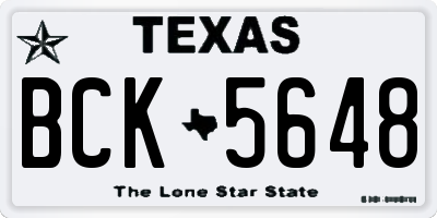 TX license plate BCK5648