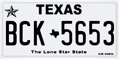 TX license plate BCK5653