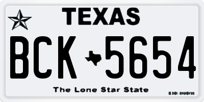 TX license plate BCK5654
