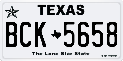 TX license plate BCK5658