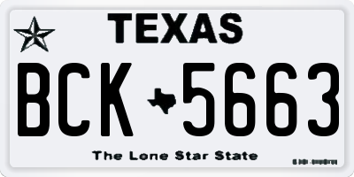 TX license plate BCK5663