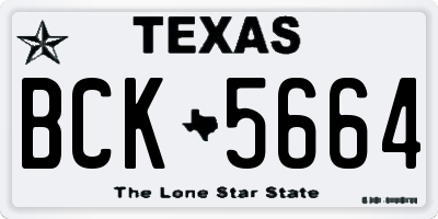 TX license plate BCK5664