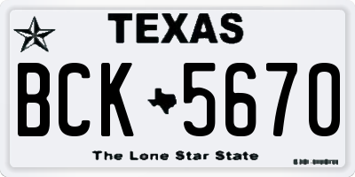 TX license plate BCK5670