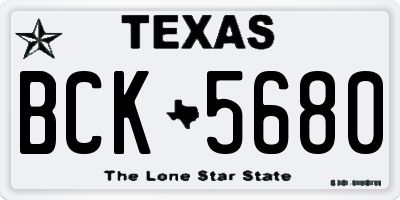 TX license plate BCK5680