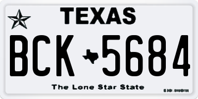 TX license plate BCK5684