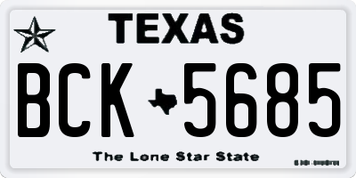 TX license plate BCK5685