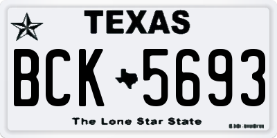 TX license plate BCK5693