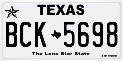TX license plate BCK5698