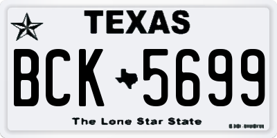 TX license plate BCK5699