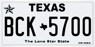 TX license plate BCK5700