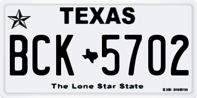 TX license plate BCK5702