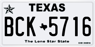 TX license plate BCK5716