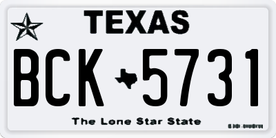 TX license plate BCK5731