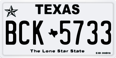 TX license plate BCK5733