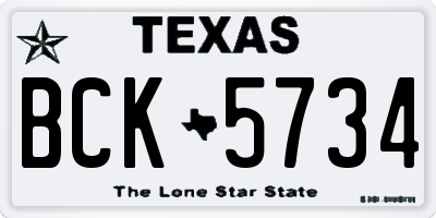 TX license plate BCK5734
