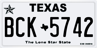 TX license plate BCK5742