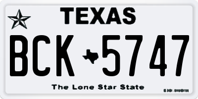TX license plate BCK5747