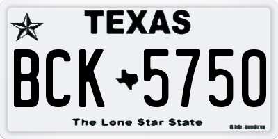 TX license plate BCK5750