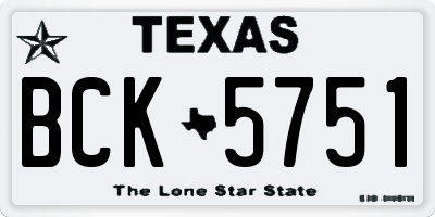 TX license plate BCK5751