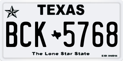TX license plate BCK5768