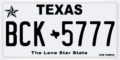 TX license plate BCK5777